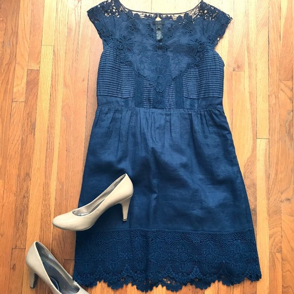 J. Crew Dresses & Skirts - J.Crew linen dress embroidered lace detail size 2